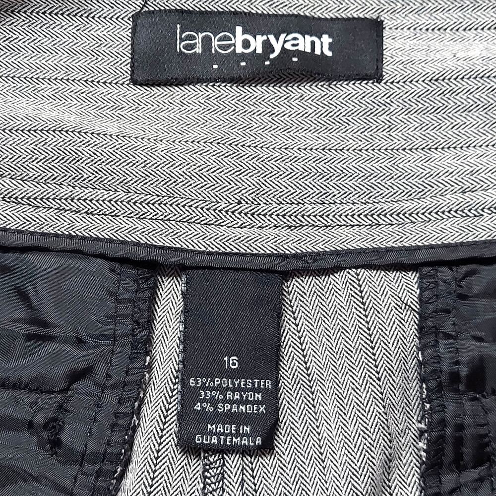 Lane Bryant Gray Herringbone & Black Striped Pattern Cuffed Wide Leg Slacks - Picture 6 of 8